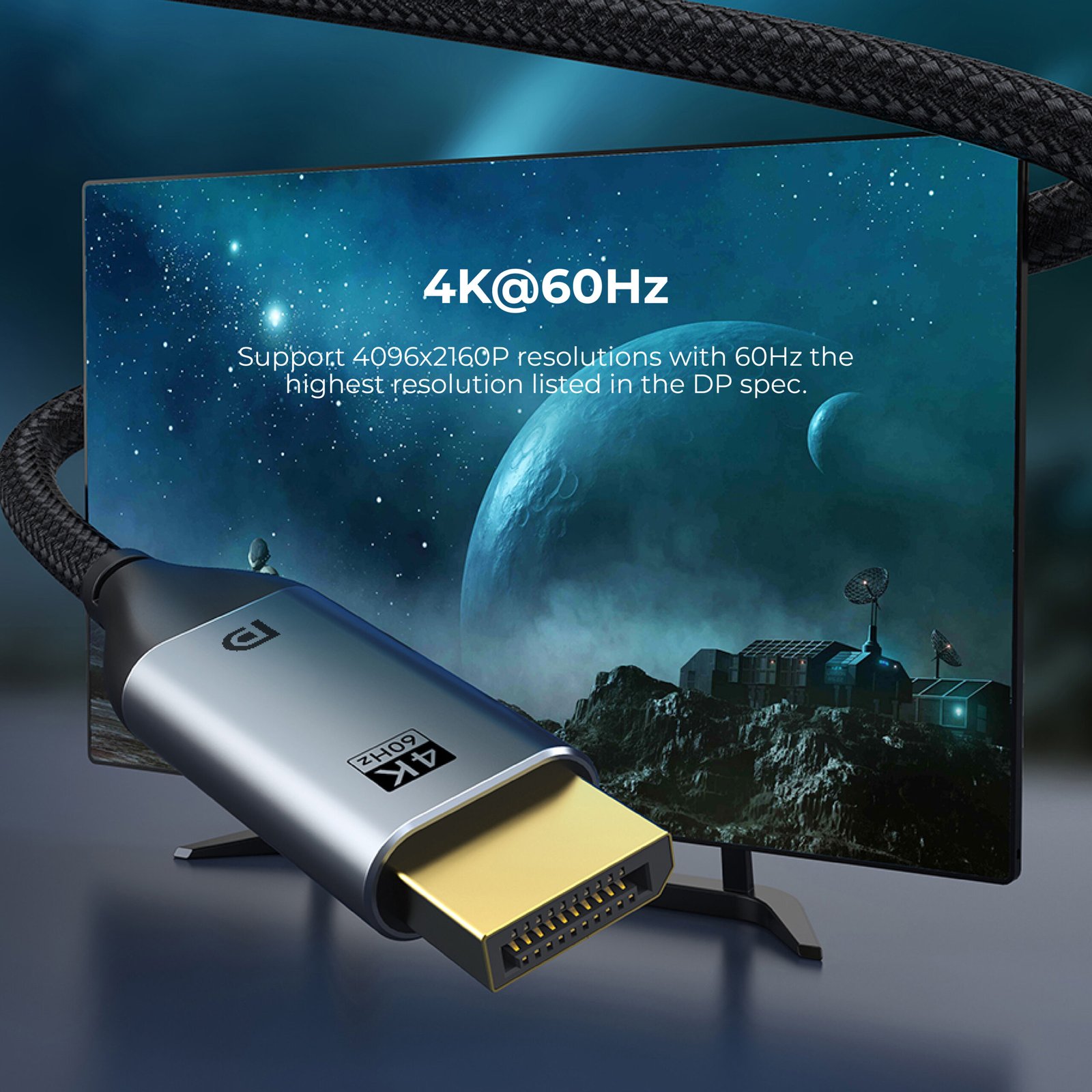 BLUPEBBLE USB TYPE C TO DISPLAYPORT CABLE 4K/60HZ BLACK BP-160PU31CMDP2S-GY thumbnail 4