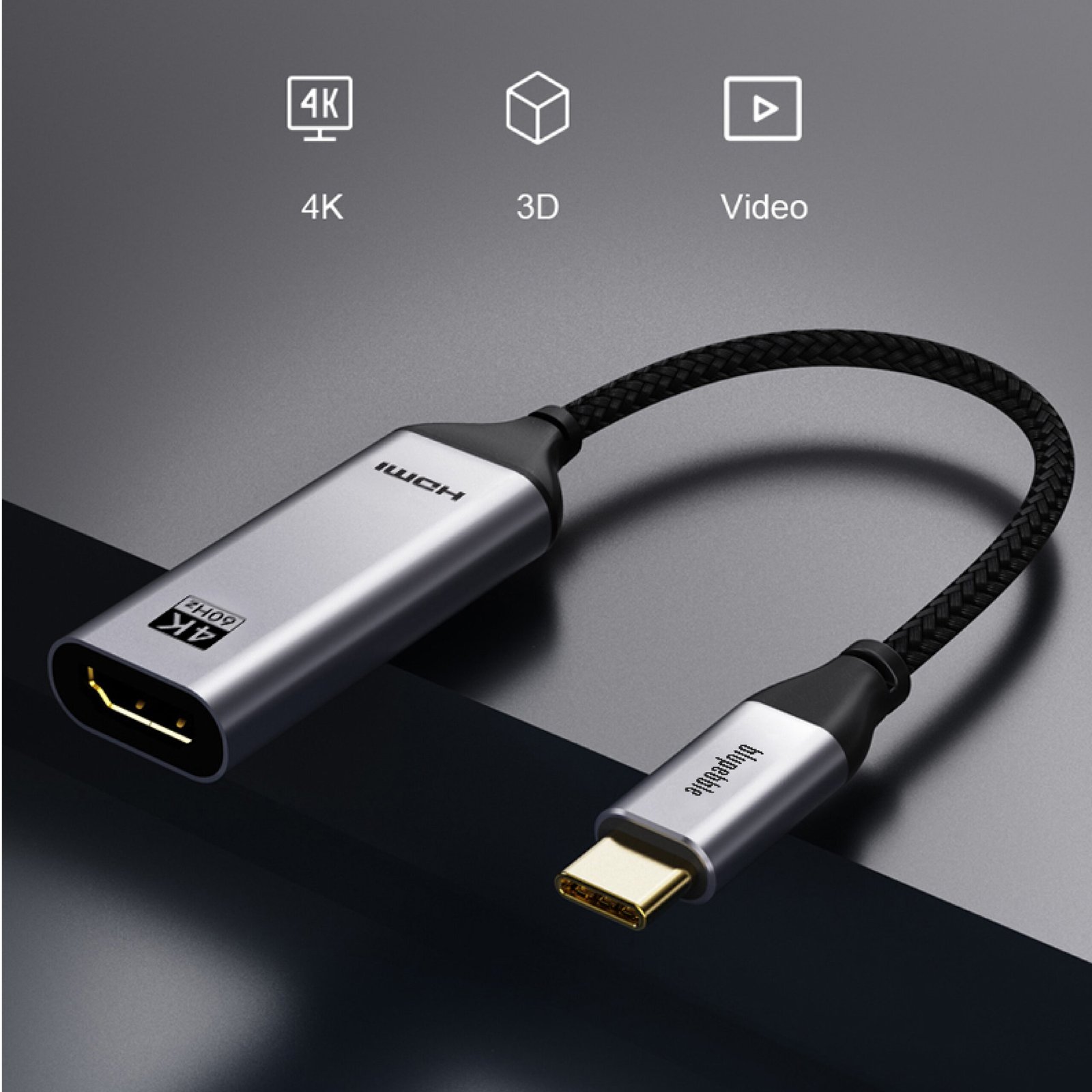 BLUPEBBLE USB TYPE C TO HDMI CABLE ADAPTER 0.2 MM BP-160-PU31CMHDFN1S-GY thumbnail 3