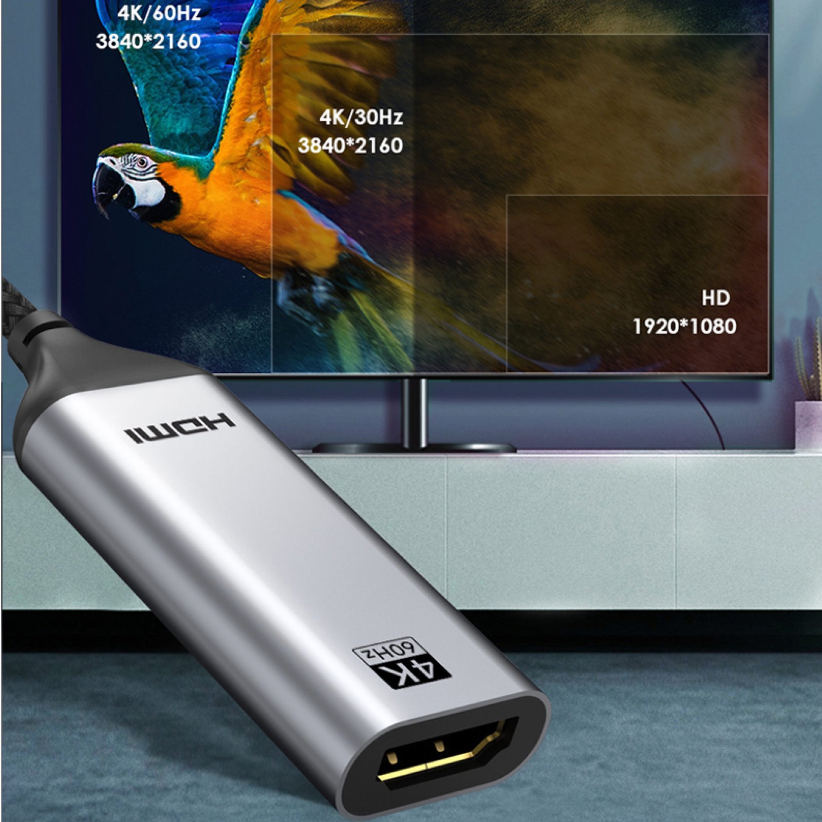 BLUPEBBLE USB TYPE C TO HDMI CABLE ADAPTER 0.2 MM BP-160-PU31CMHDFN1S-GY thumbnail 6