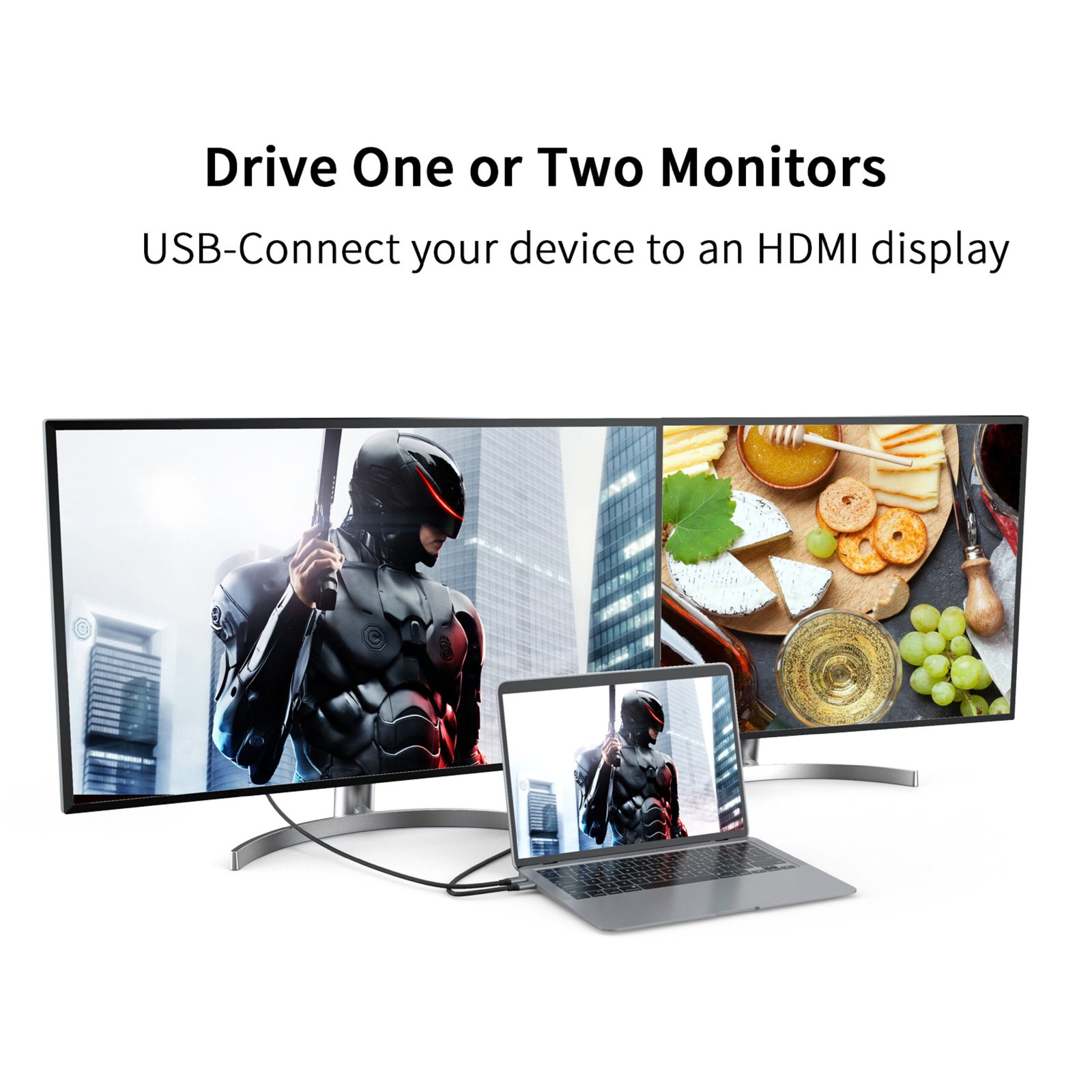 BLUPEBBLE USB TYPE C TO HDMI CABLE 4K/60HZ BLACK BP-160PU31CMHD2S-GY thumbnail 6