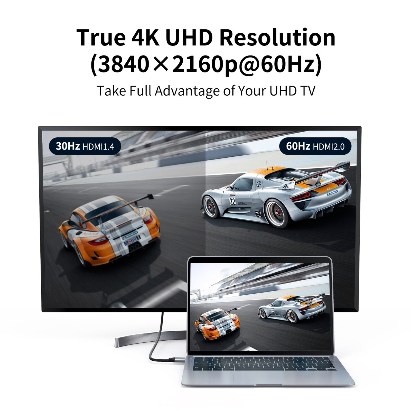 BLUPEBBLE USB TYPE C TO HDMI CABLE 4K/60HZ BLACK BP-160PU31CMHD2S-GY thumbnail 3