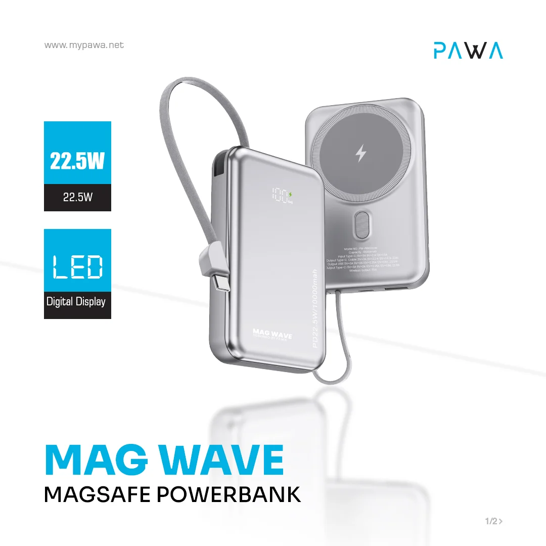 PAWA MAG WAVE 10000MAH MASAFE POWERBANK SILVER PW-PB10230M-SL thumbnail 5