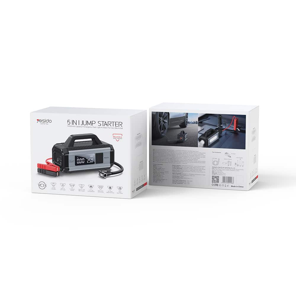 YESIDO 5 IN 1 JUMP STARTER & MULTIFUNCTION PUMP BLACK VC13 thumbnail 2
