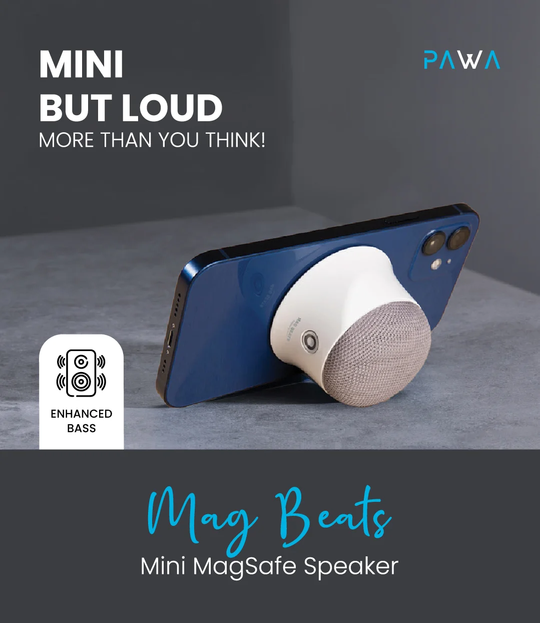 PAWA MAG BEATS MINI MAGSAFE SPEAKER WHITE PW-BTSPKMG2-WH thumbnail 2