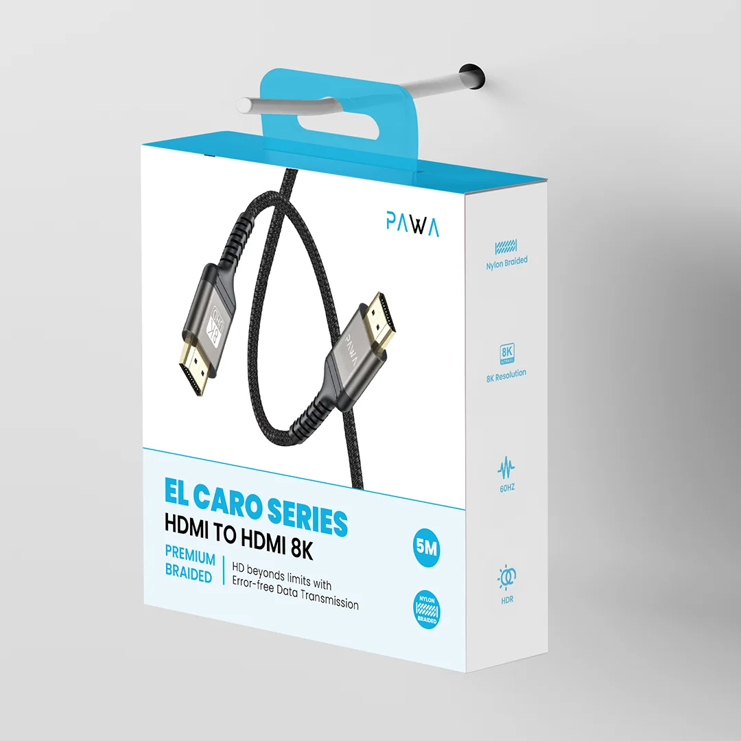 PAWA EL CARO SERIES HDMI TO HDMI 8K PREMIUM BRAIDED CABLE 2M BLACK PW-ELHD8K2M-BK