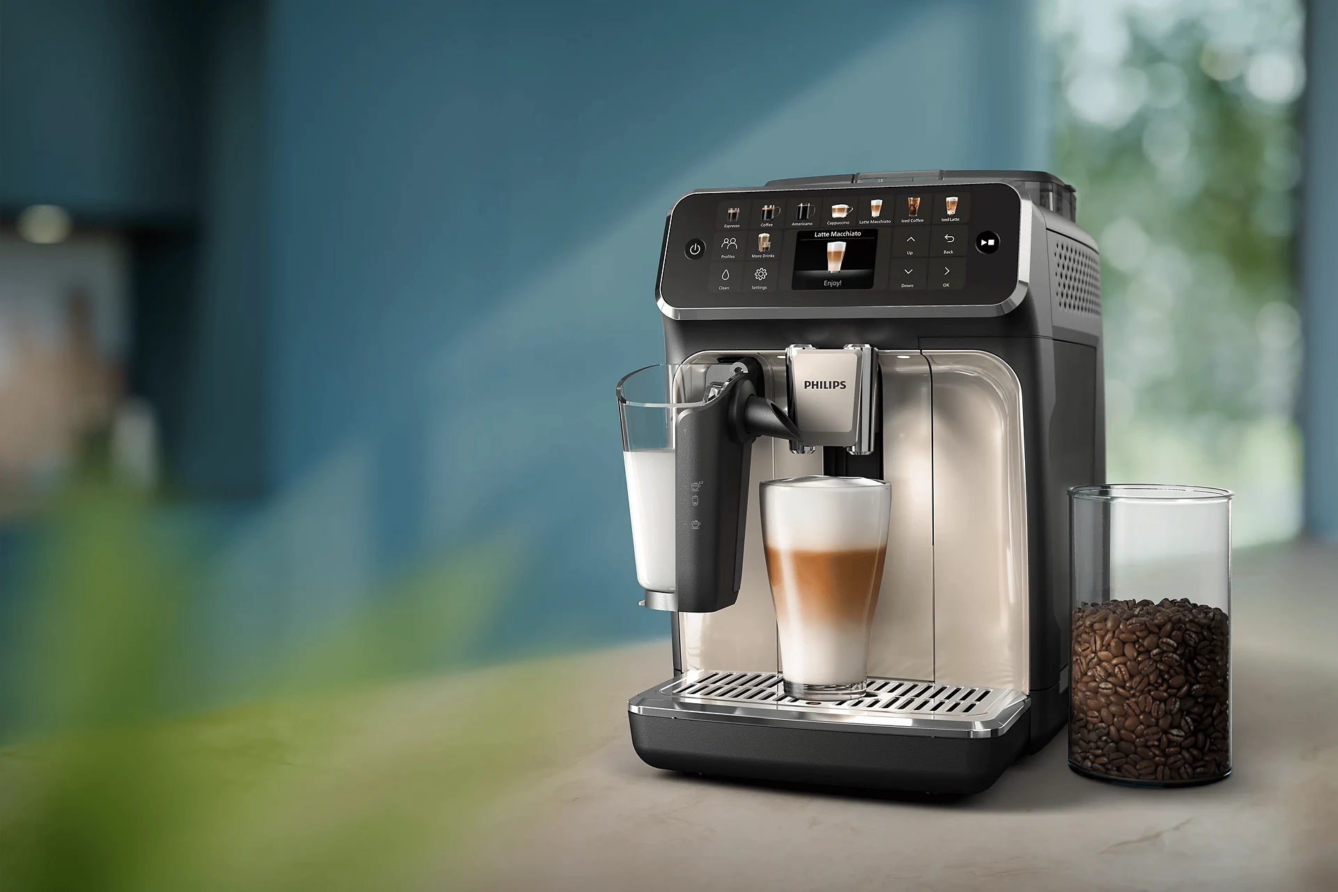 PHILIPS FULLY AUTOMATIC ESPRESSO MACHINE WITH LATTEGO 5500 SERIES BLACK EP554790 thumbnail 2