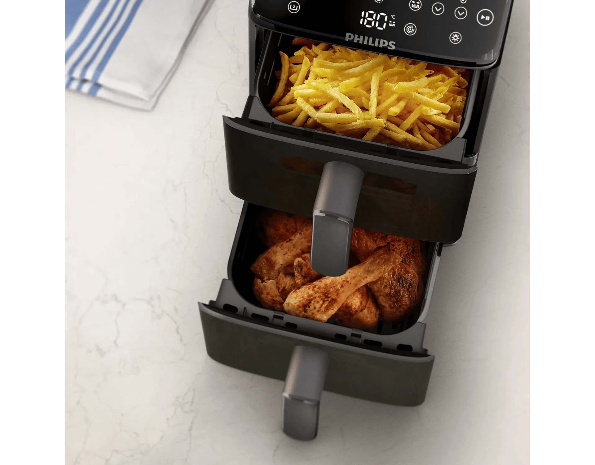 PHILIPS AIRFRYER 4000 SERIES STACKED DUAL BASKET BLACK NA46009 thumbnail 5
