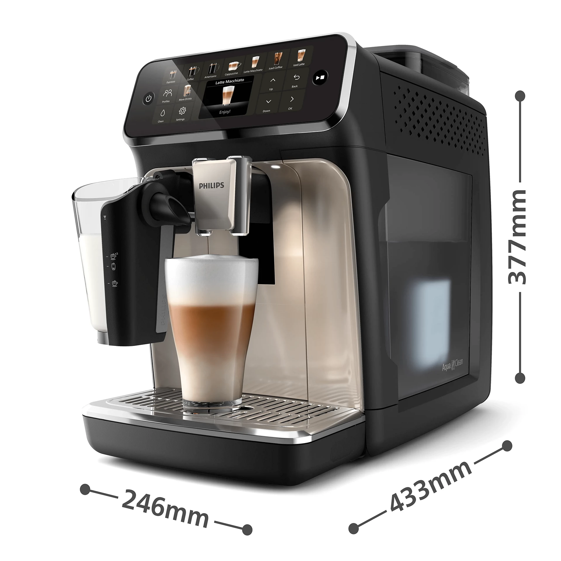 PHILIPS FULLY AUTOMATIC ESPRESSO MACHINE WITH LATTEGO 5500 SERIES BLACK EP554790 thumbnail 5