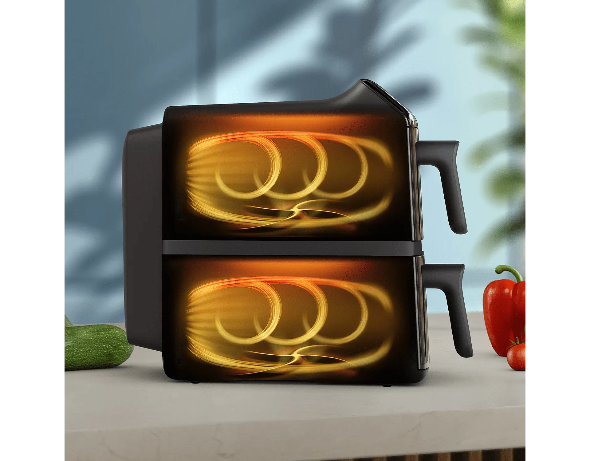 PHILIPS AIRFRYER 4000 SERIES STACKED DUAL BASKET BLACK NA46009 thumbnail 4