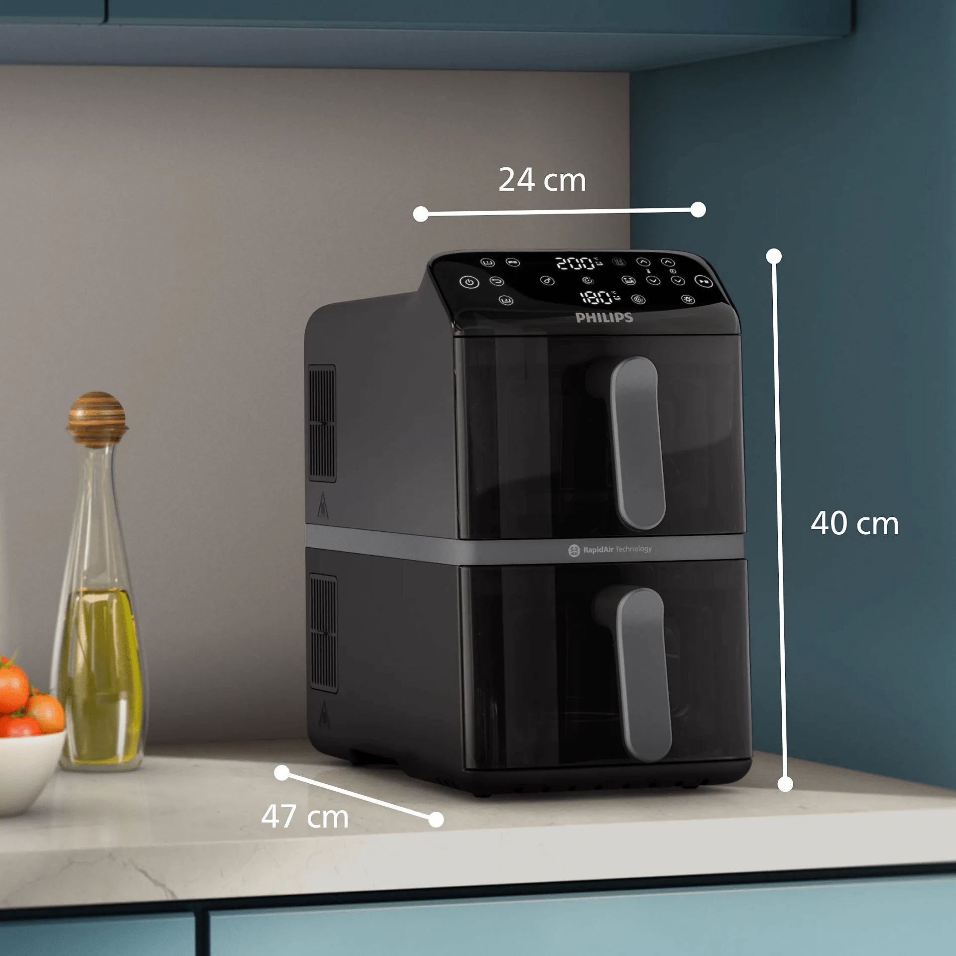 PHILIPS AIRFRYER 4000 SERIES STACKED DUAL BASKET BLACK NA46009 thumbnail 3