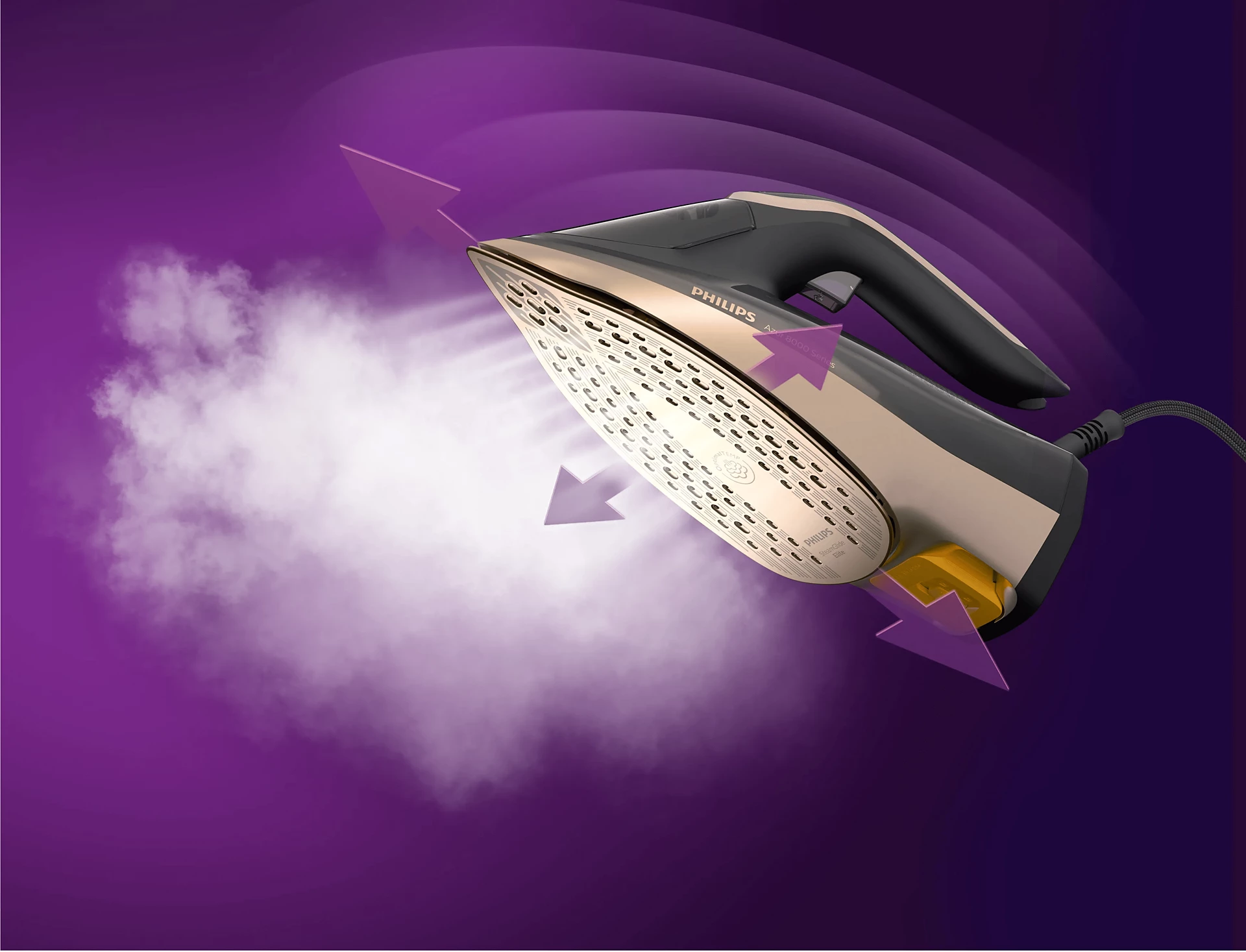 PHILIPS AZUR 8000 SERIES STEAM IRON 3000W BLACK-ROSE GOLD DST804186 thumbnail 6
