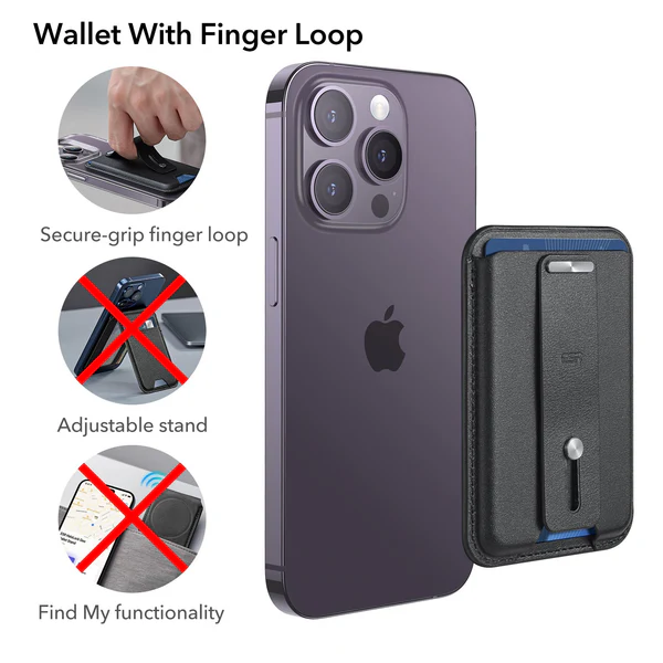 ESR MAGNETIC WALLET WITH MAGSAFE GRIP STAND CASE MIDNIGHT BLACK thumbnail 4