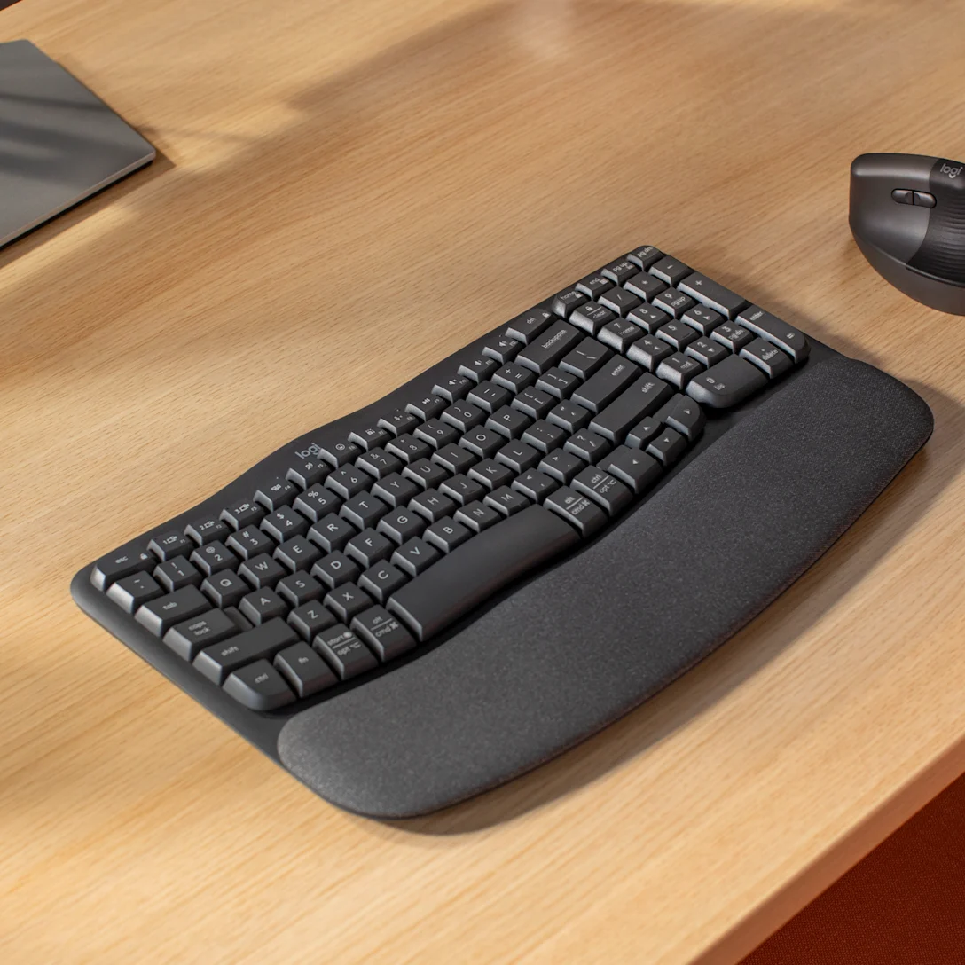 LOGITECH WAVE KEYS WIRELESS ERGONOMIC KEYBAORD BLACK ENG/ARB 920-012312 thumbnail 3
