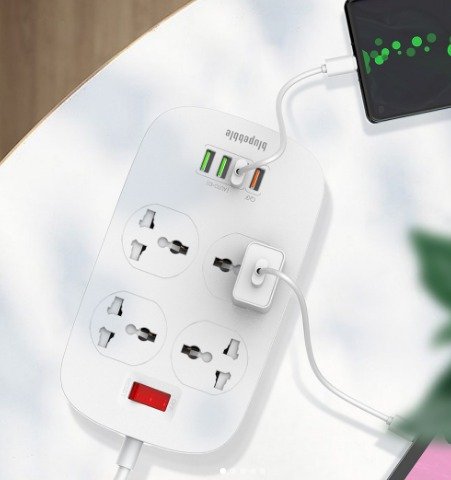 BLUPEBBLE SURGE PROTECTION POWER STRIP BP-PS1904P-WH