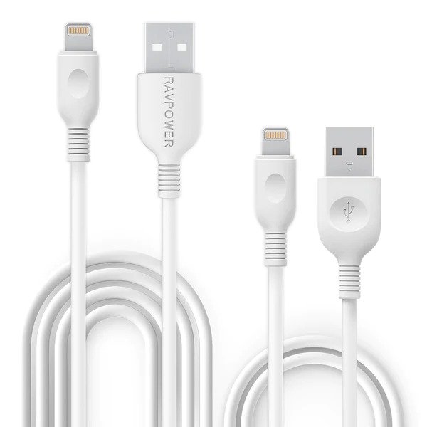 RAVPOWER LIGHTNING CABLE (0.9M,1.8M)WHITE RP-LC010