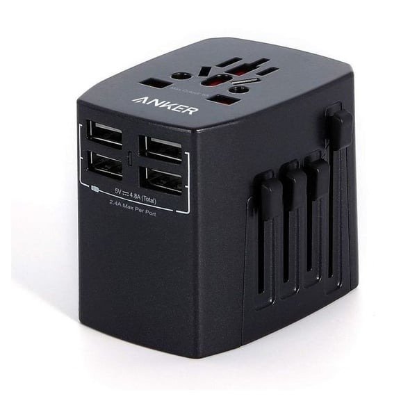 ANKER UNIVERSAL TRAVEL ADAPTER WITH 4 USB BLACK A2730H11BK