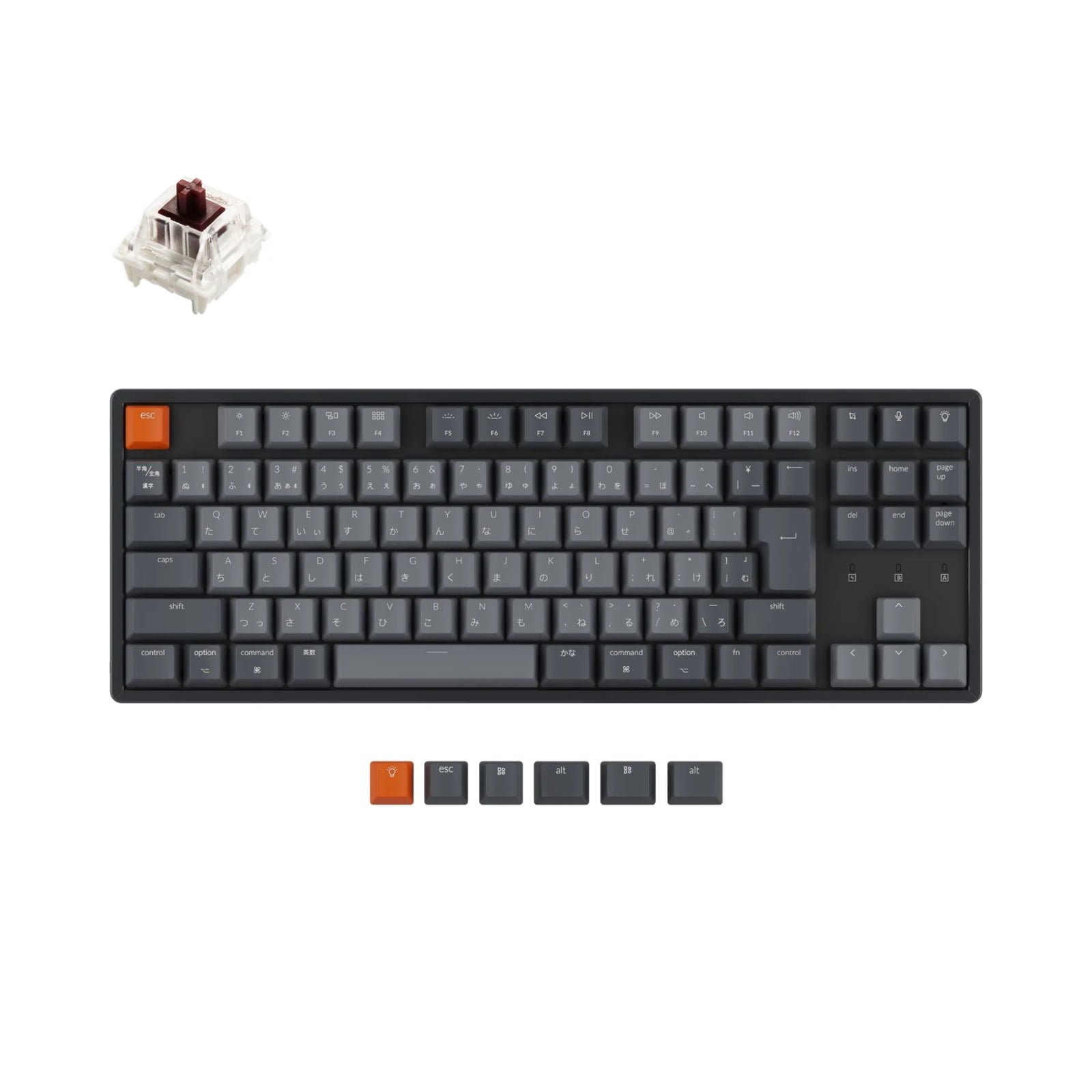 KEYCHRON 87-KEY WIRELESS ALUMINIUM FRAME GATERON MECHANICAL KEYBOARD RGB BROWN SWITCH K8-C3