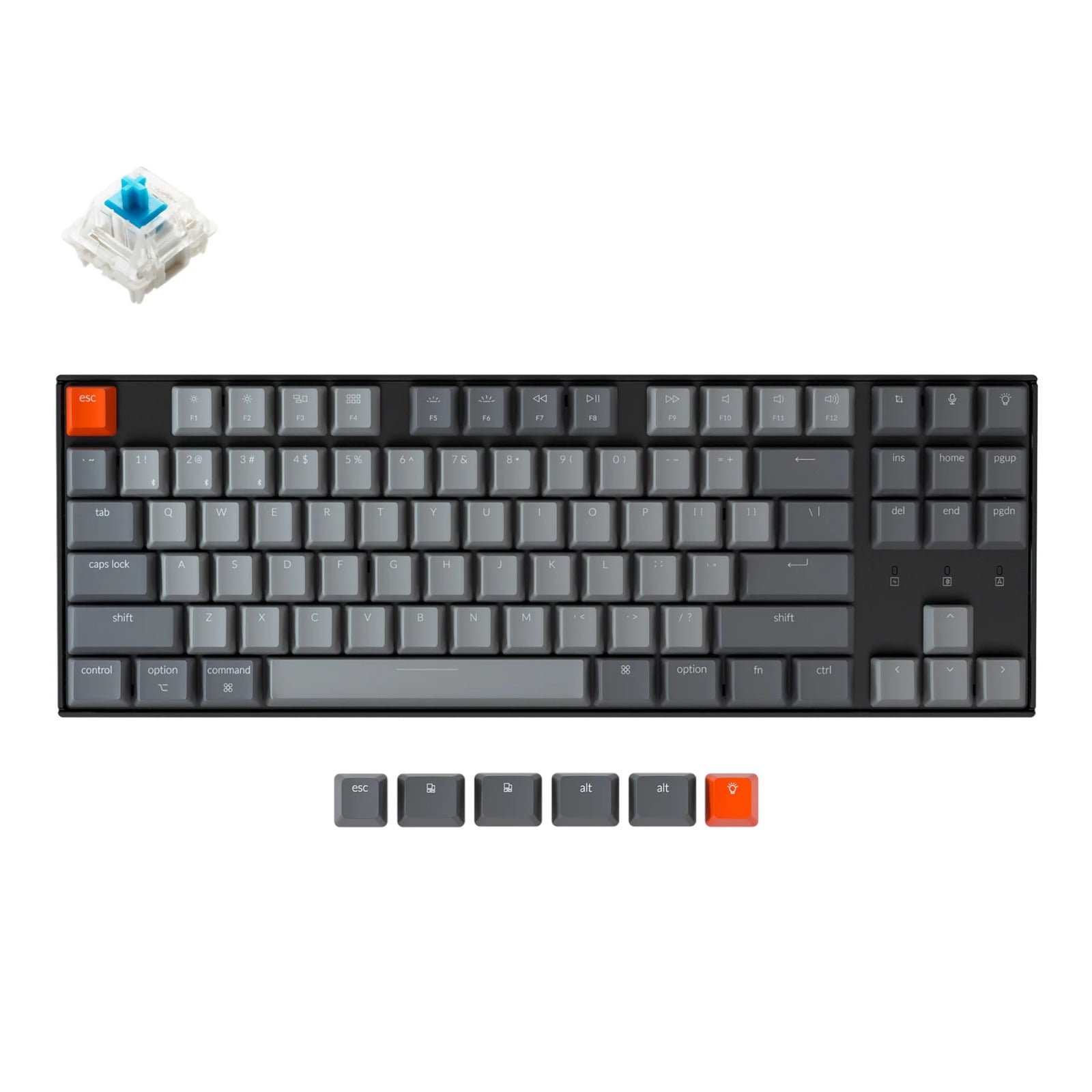 KEYCHRON 87-KEY WIRELESS GATERON MECHANICAL KEYBOARD RGB BLUE SWITCH K8-C2