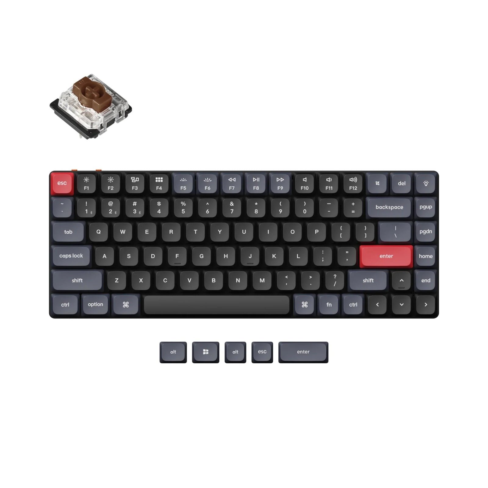 KEYCHRON K3 PRO 84 KEYS GATERON MECHANICAL KEYBOARD  WHITE BACKLIGHT BROWN SWITCHES K3P-A3