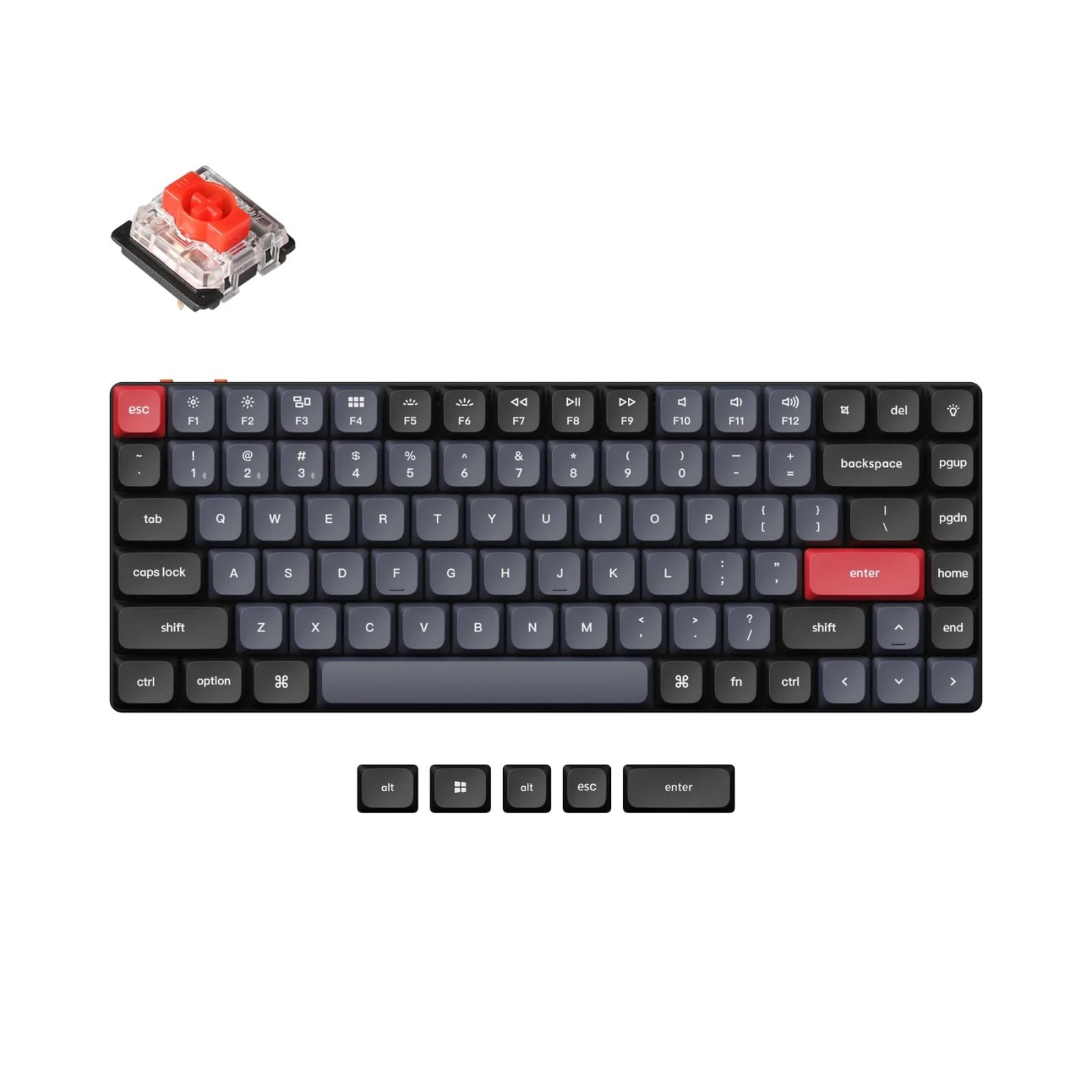 KEYCHRON K3 PRO 84 KEYS GATERON MECHANICAL KEYBOARD  WHITE BACKLIGHT RED SWITCHES K3P-A1