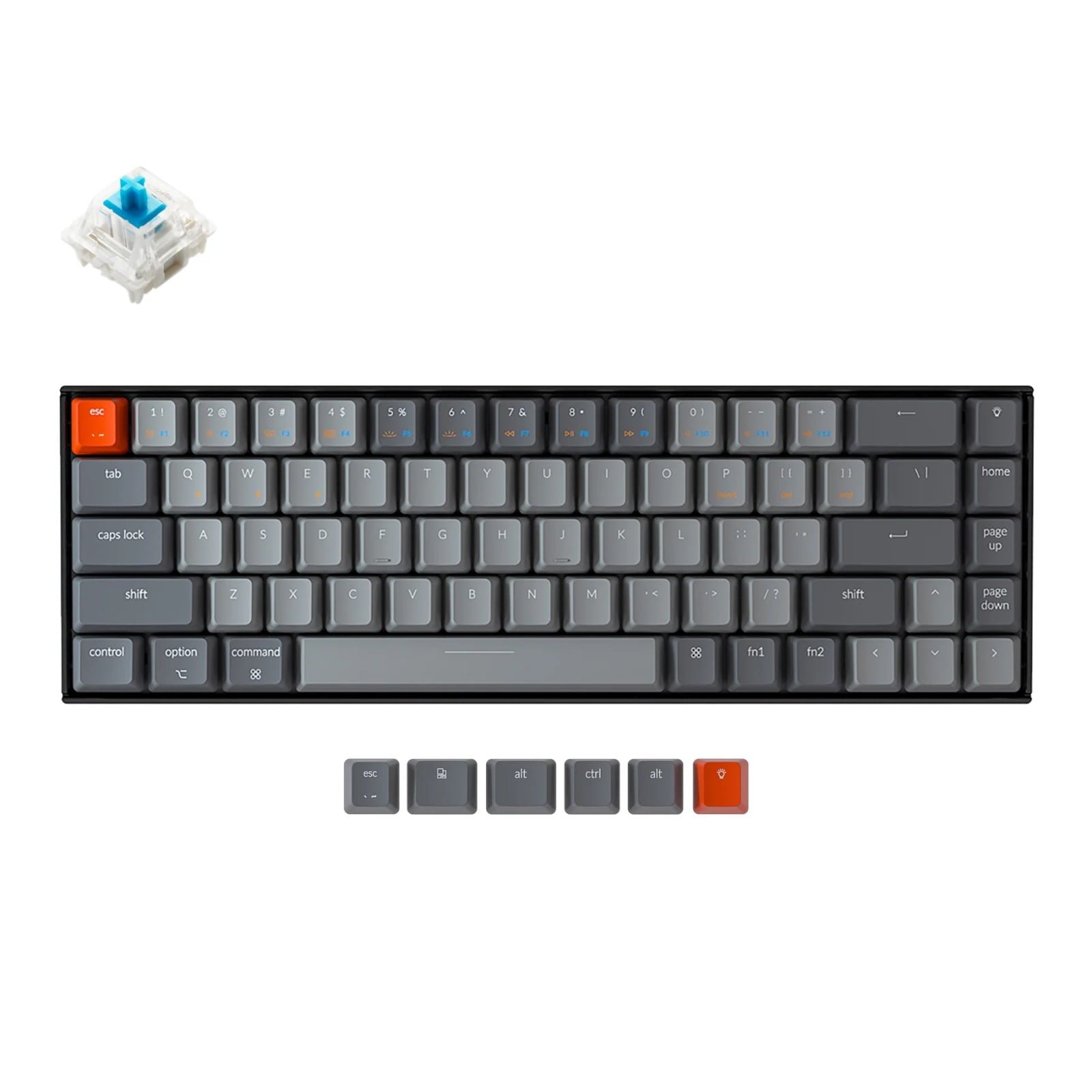 KEYCHRON K6 68 KEY ALUMINUM FRAME GATERON MECHANICAL KEYBOARD RGB BLUE