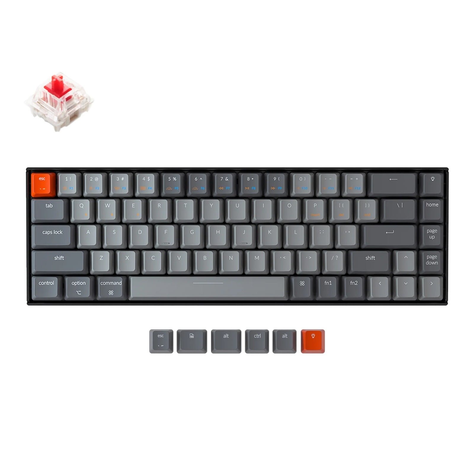 KEYCHRON K6 68 KEY ALUMINUM FRAME GATERON MECHANICAL KEYBOARD RGB RED