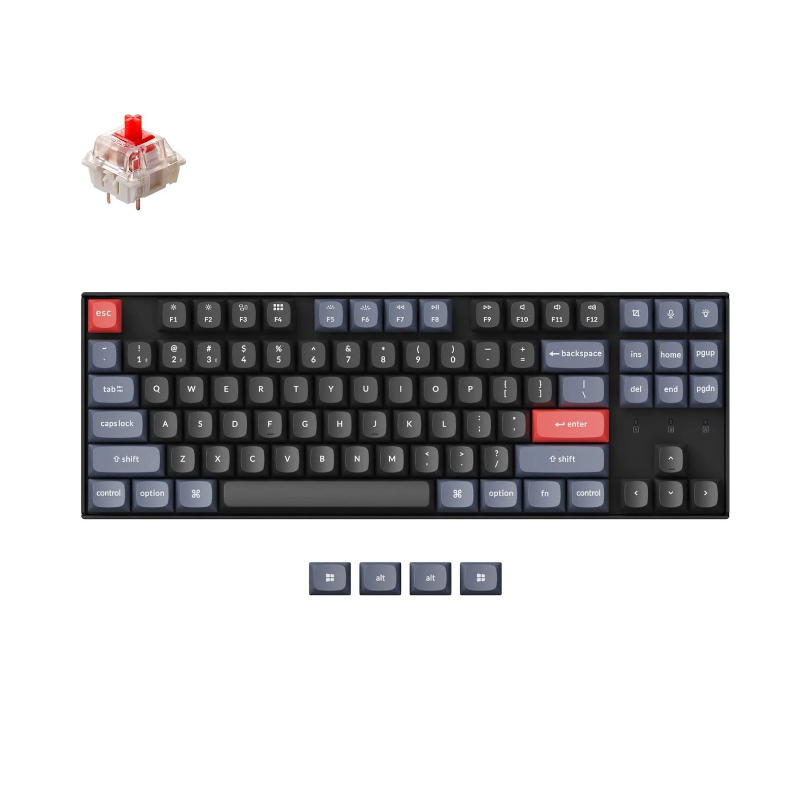 KEYCHRON K8 PRO 87 KEYS GATERON GPRO MECHANICAL KEYBOARD RGB BACKLIGHT RED K8P-H1