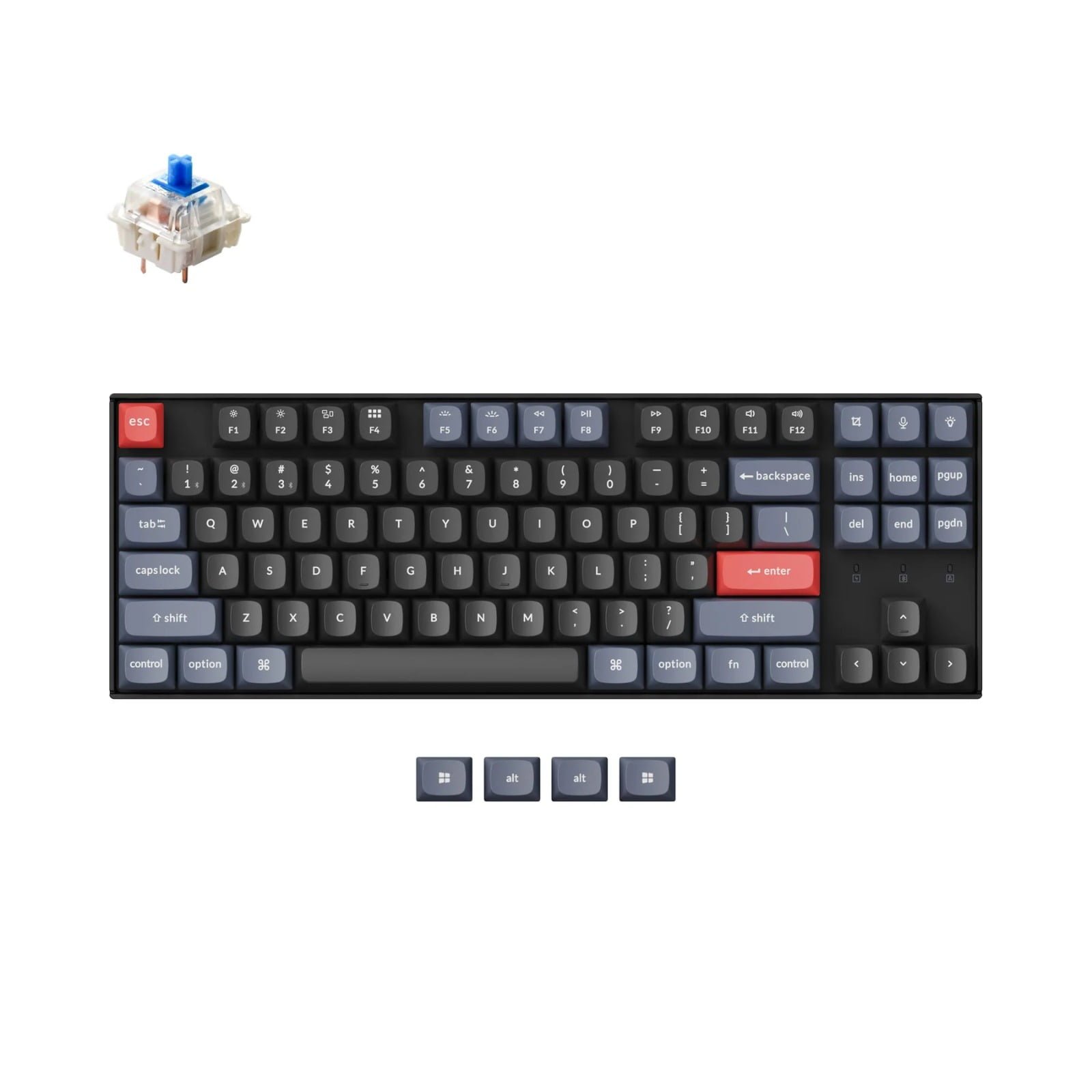 KEYCHRON K8 PRO 87 KEYS GATERON GPRO MECHANICAL KEYBOARD WHITE BACKLIGHT BLUE SWITCHES K8P-G2