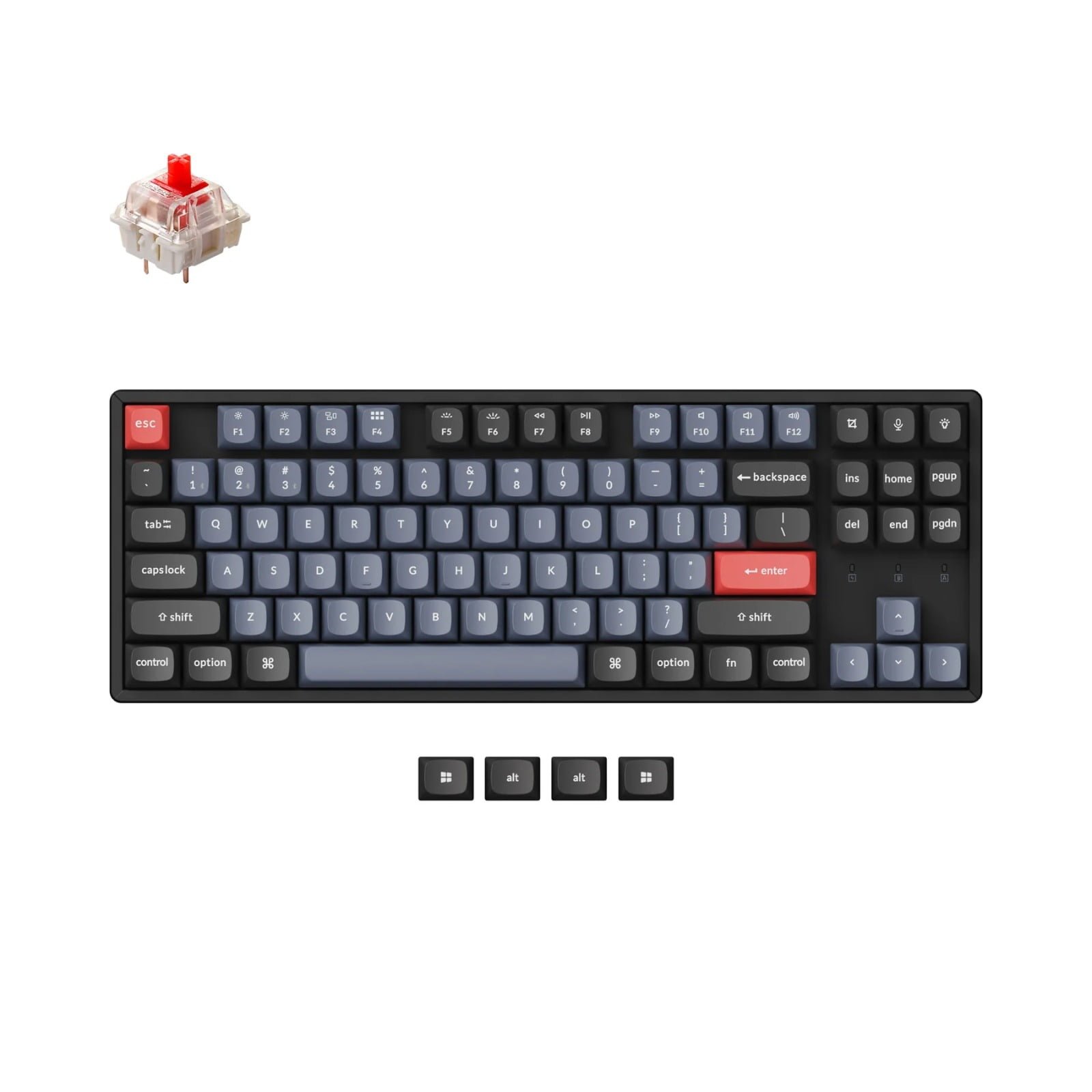 KEYCHRON K8 PRO 87 KEYS GATERON GPRO MECHANICAL KEYBOARD WHITE BACKLIGHT RED SWITCHES K8P-G1