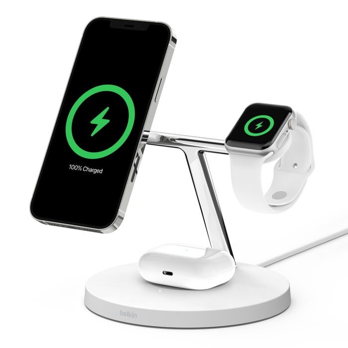 BELKIN 3 IN 1 15W WIRELESS CHARGING STAND WHITE