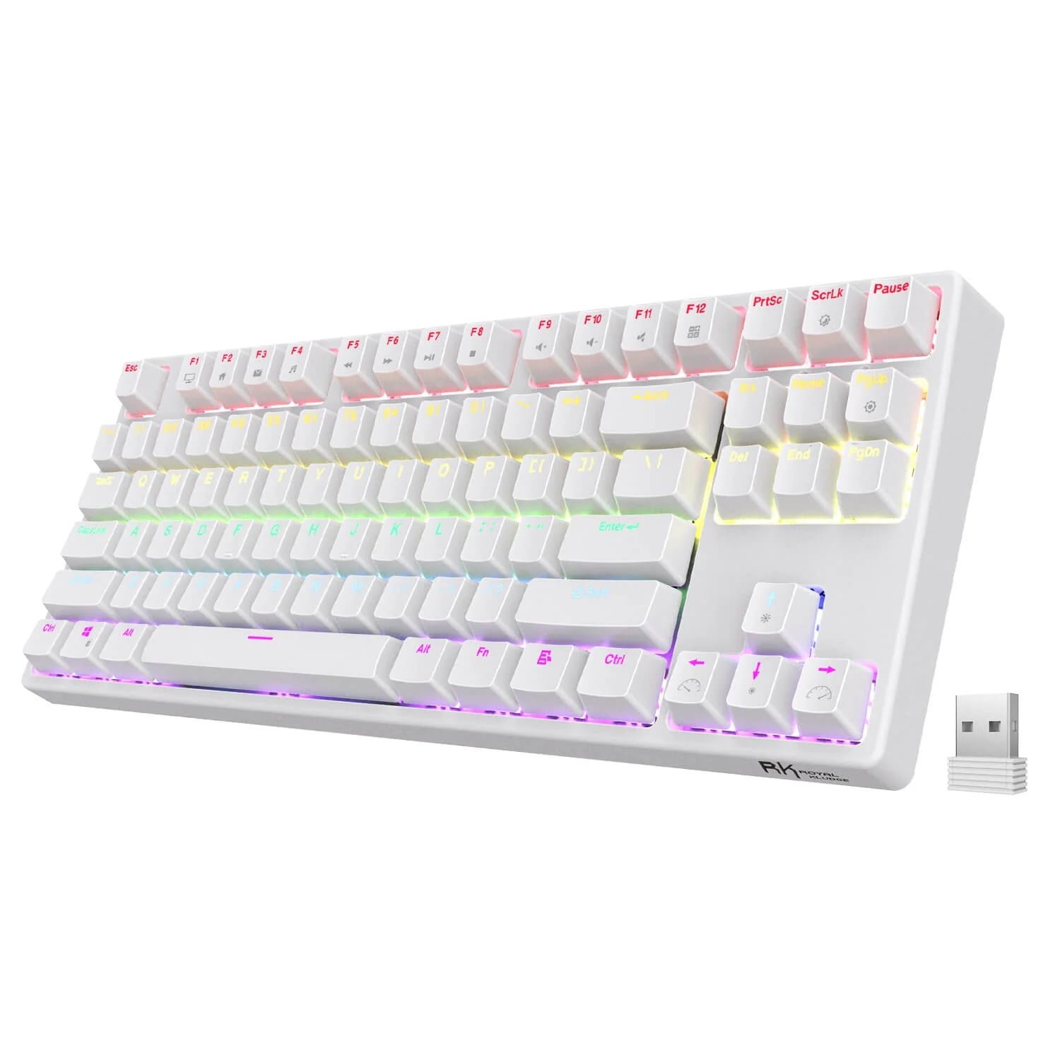 ROYAL KLUDGE GAMING KEYBOARD RGB TRI MODE HOT PLUG BROWN SWITCH WHITE RK87