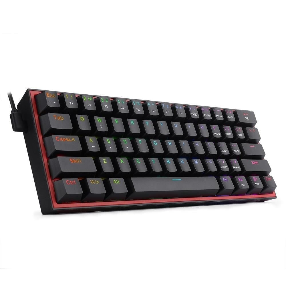 REDRAGON FIZZ RGB WIRED KEYBOARD RED SWITCH 61 KEYS BLACK K617-RGB