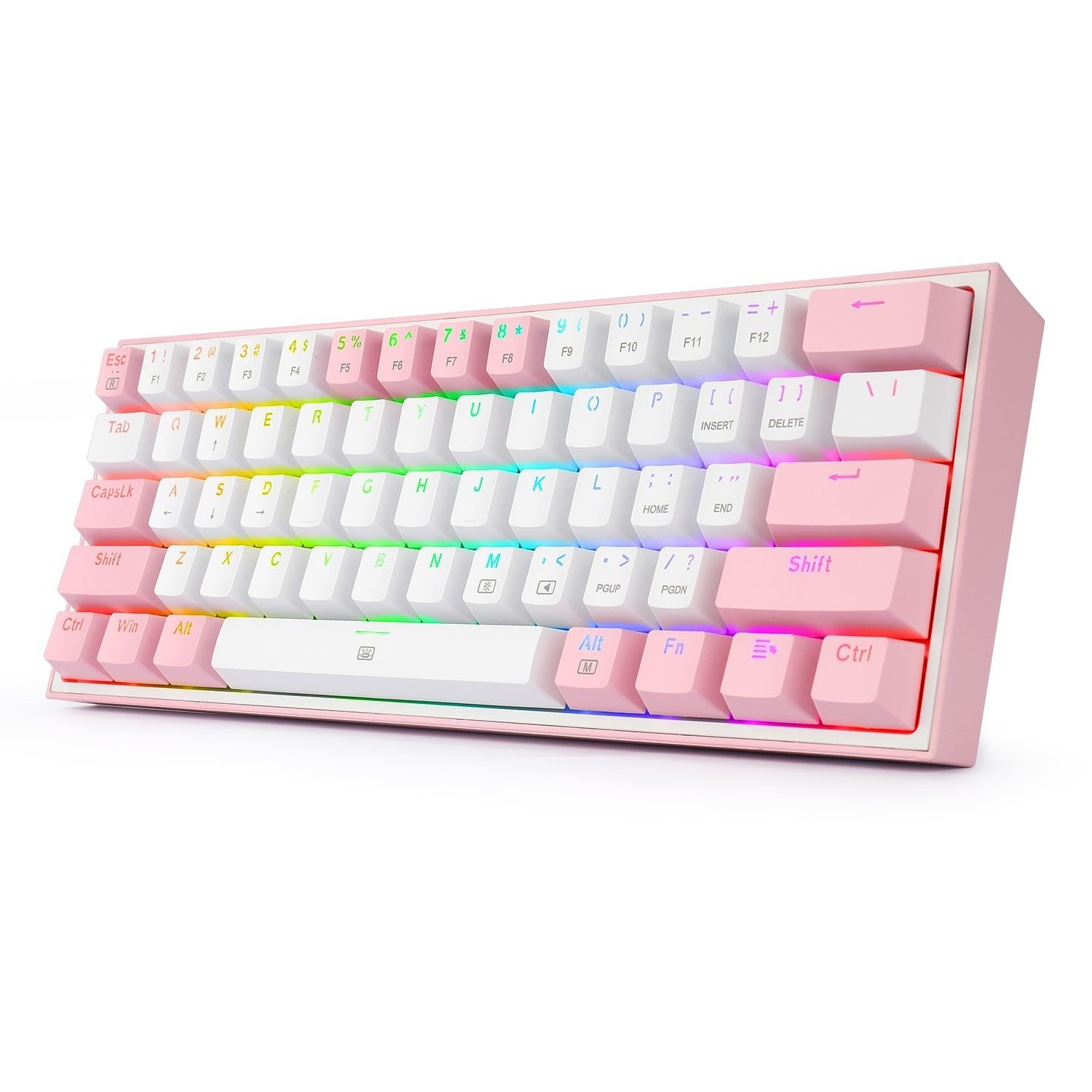 REDRAGON FIZZ RGB WIRED KEYBOARD RED SWITCH 61 KEYS WHITE/PINK K617-RGB WP
