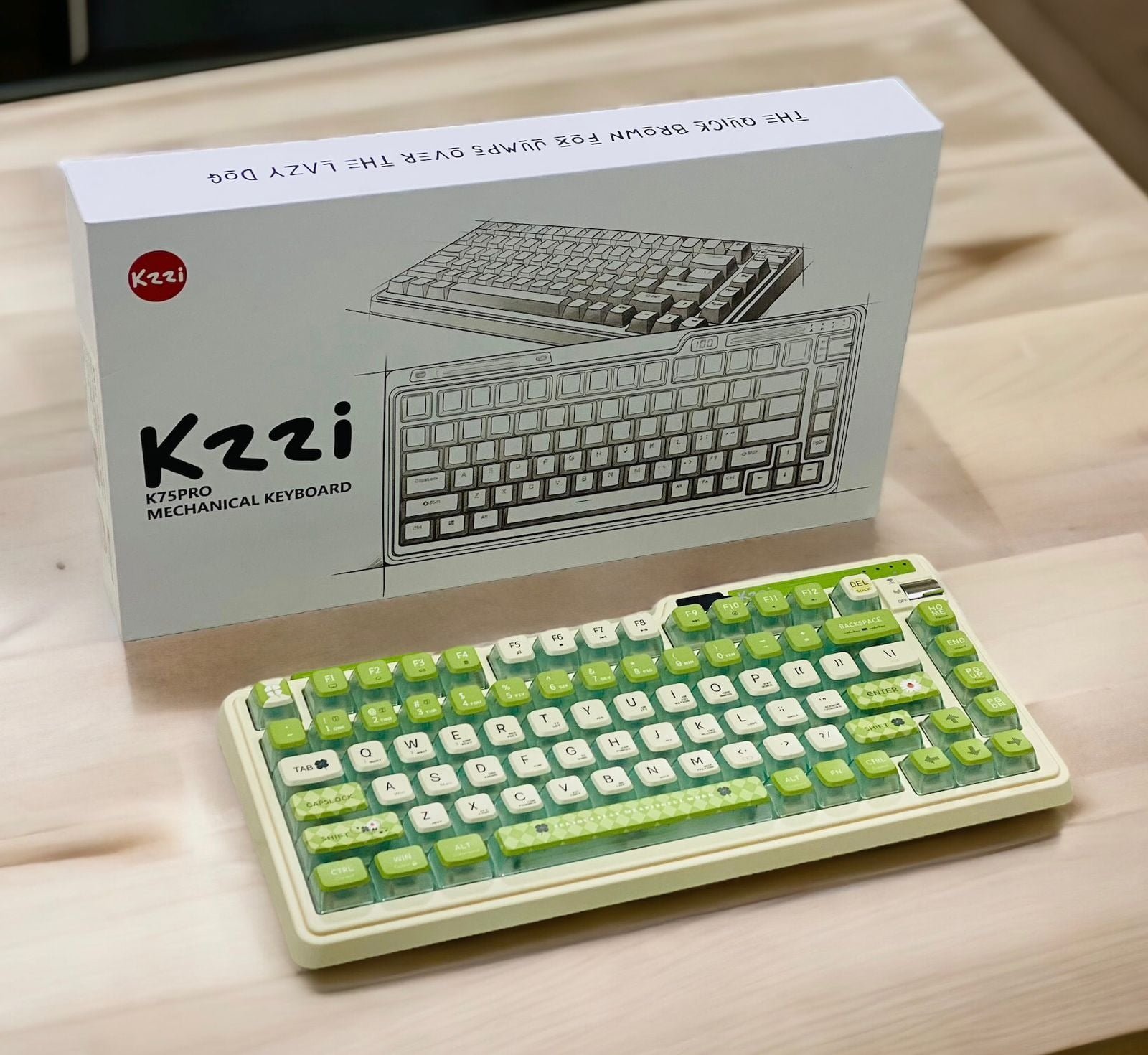 KZZI ETERNITY TACTILE SWITCH KEYBOARDRGB TRI-MODES HOT-SWAP LEMON GREEN K75 PRO