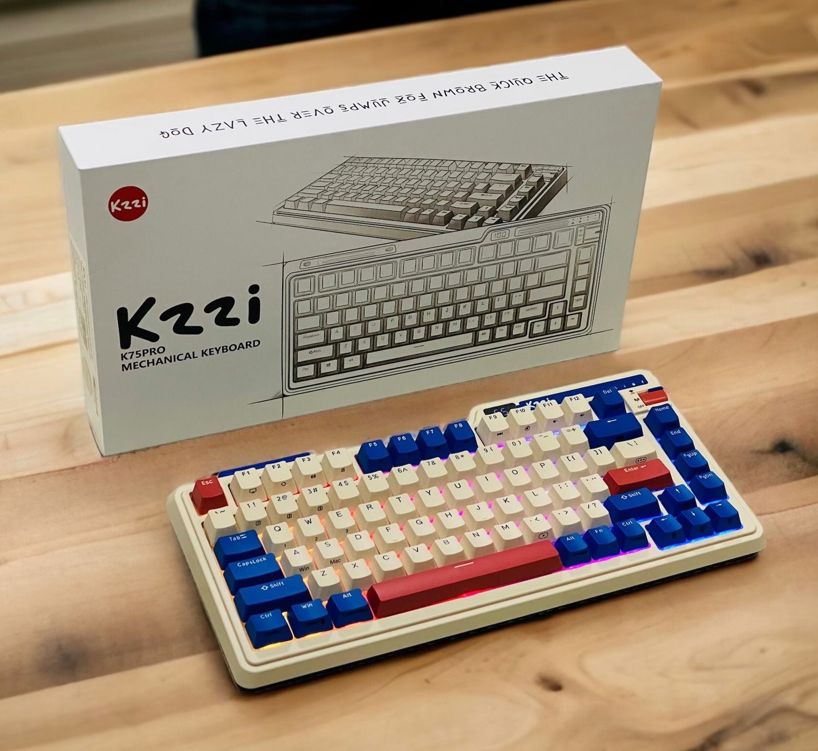 KZZI MOMENT LINEAR SWITCH KEYBOARD RGB TRI-MODES HOT-SWAP RHINE K75 PRO