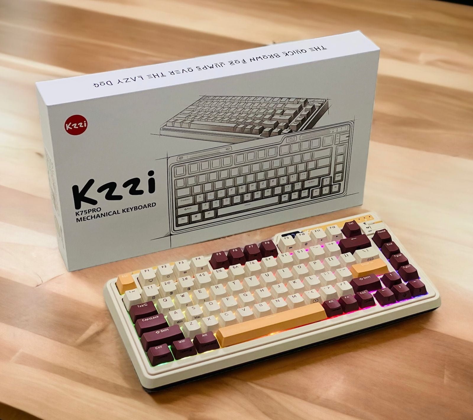 KZZI MOMENT LINEAR SWITCH KEYBOARD RGB TRI-MODES HOT-SWAP MOUSSE K75 PRO