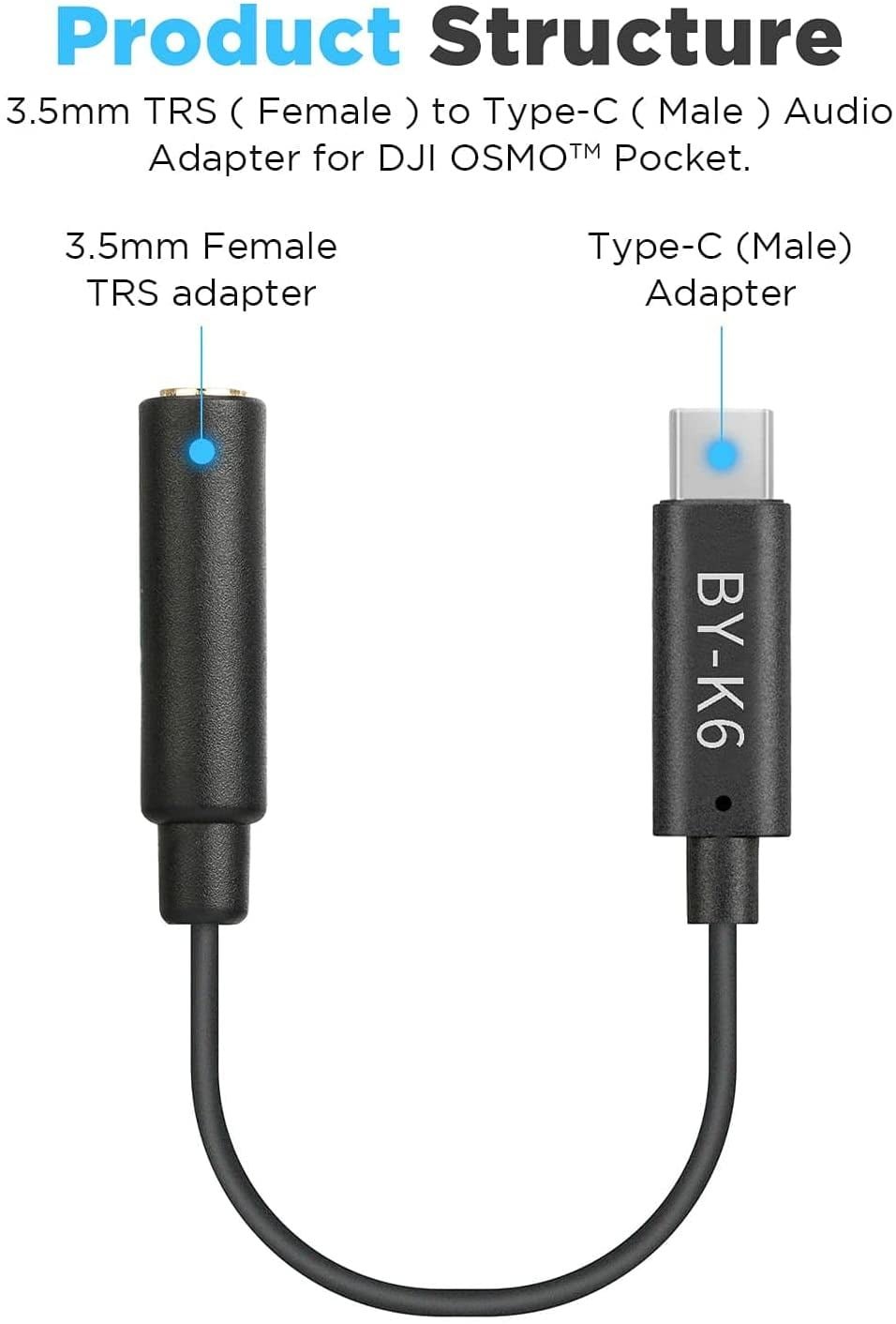 BOYA TRS FEMALE TO TYPE-C ADAPTER 3.5mm BY-K6