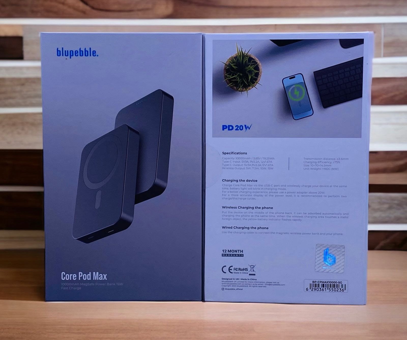 BLUPEBBLE 15W CORE POD MAX 10000MAH MAGSAFE POWER BANK GREY BP-CPMAX10000-SG thumbnail 2