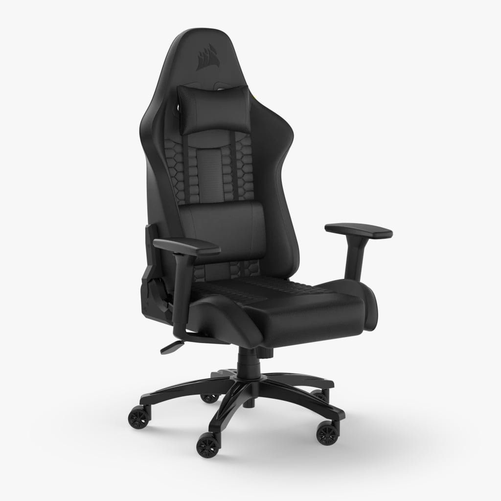 CORSAIR TC100 RELAXED GAMING CHAIR LEATHER BLACK COR-CHAIR-TC100-LTHR-BLK