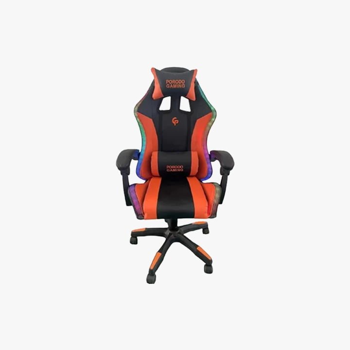 PORODO GAMING CHAIR WITH BLUETOOTH SPEAKER RGB LIGHT BLACK-ORANGE PDX516