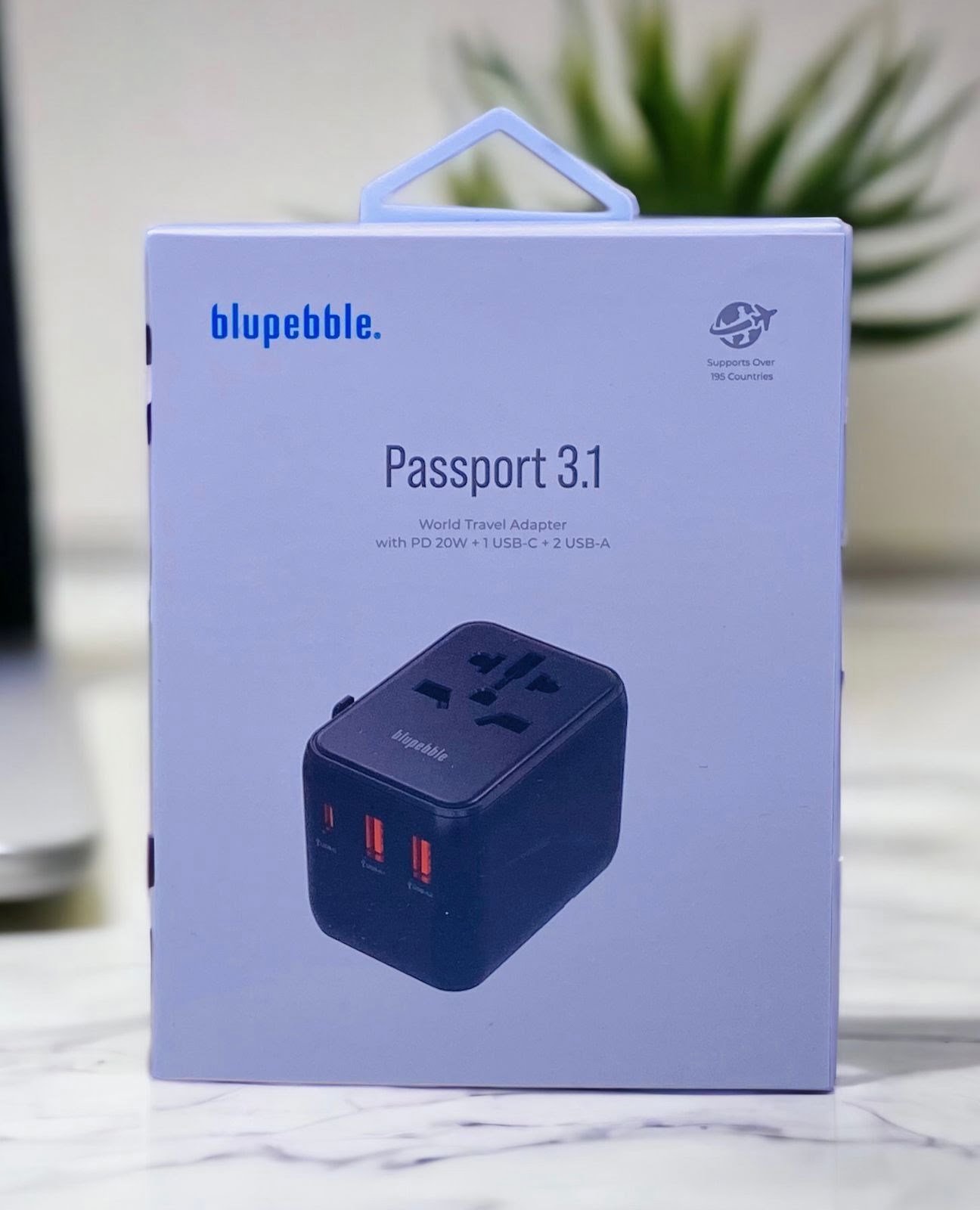BLUPEBBLE PASSPORT 3.1 WORLD TRAVEL ADAPTER WITH PD 20W + 1 USB-C + 2USB-A thumbnail 2