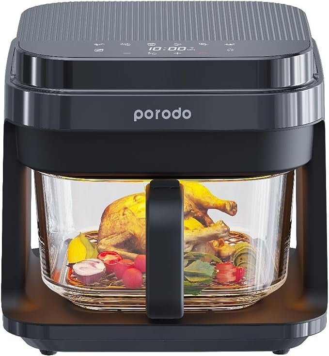 PORODO LIFESYTLE FULL GLASS AIR FRYER 5.5L CAPACITY BLACK PD-LSGAFR-BK