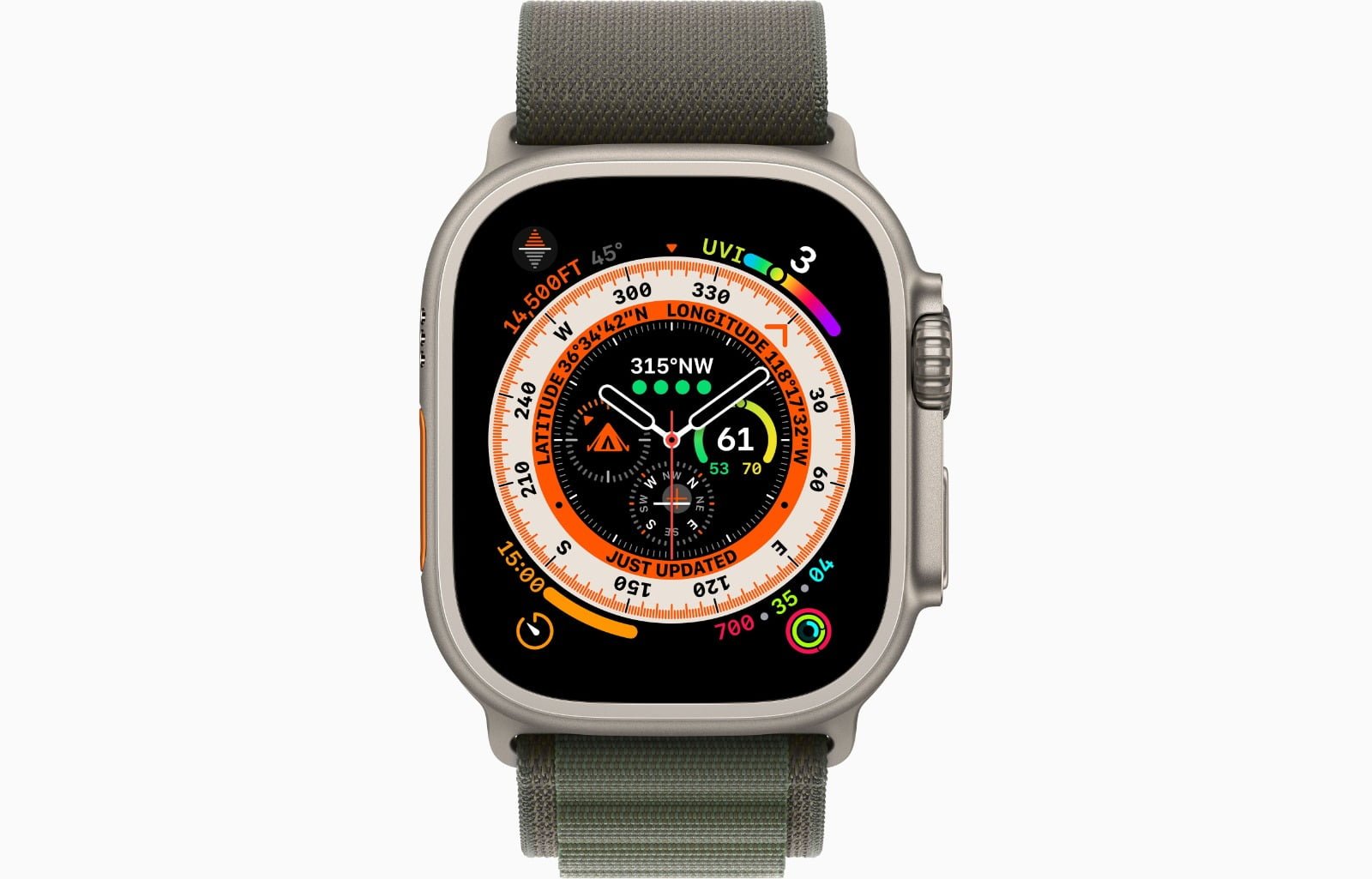 APPLE WATCH ULTRA 49MM TITANIUM CASE WITH GREEN ALPINE LOOP thumbnail 2