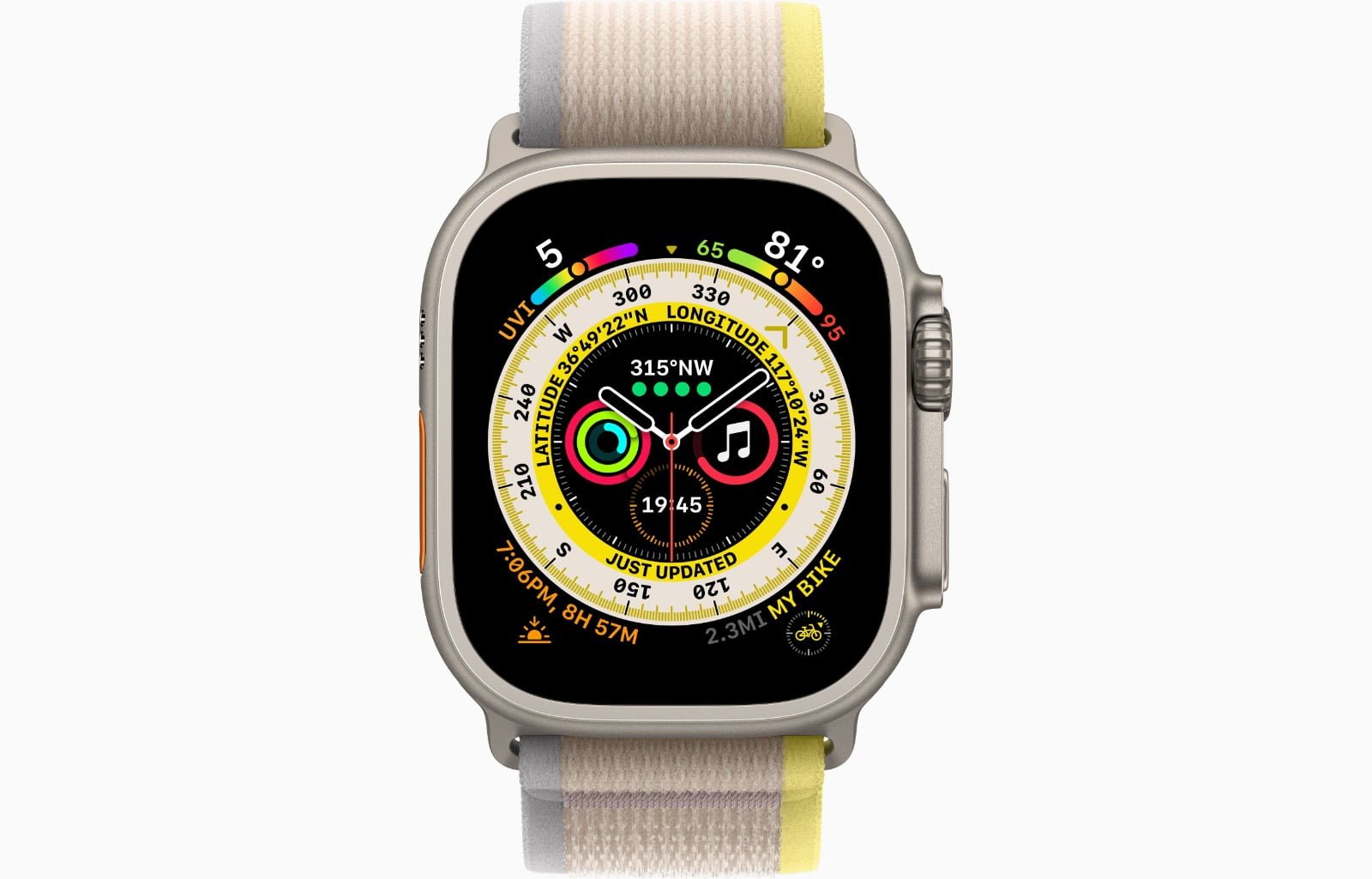 APPLE WATCH ULTRA 49MM TITANIUM YELLOW BEIGE TRAIL LOOP thumbnail 2