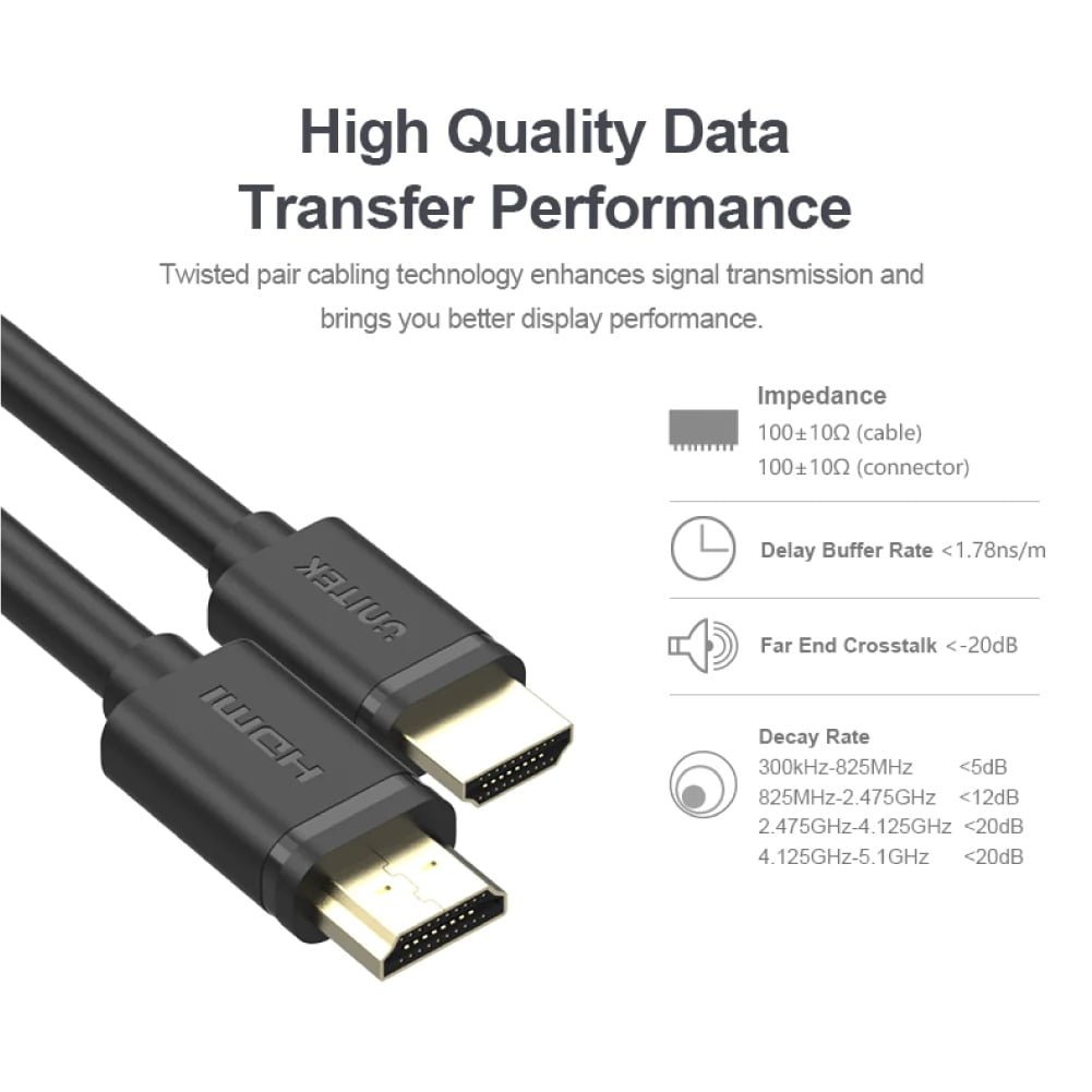 UNITEK HDMI MALE TO HDMI MALE CABLE (4K30HZ) 2M/3M/5M/10M thumbnail 2