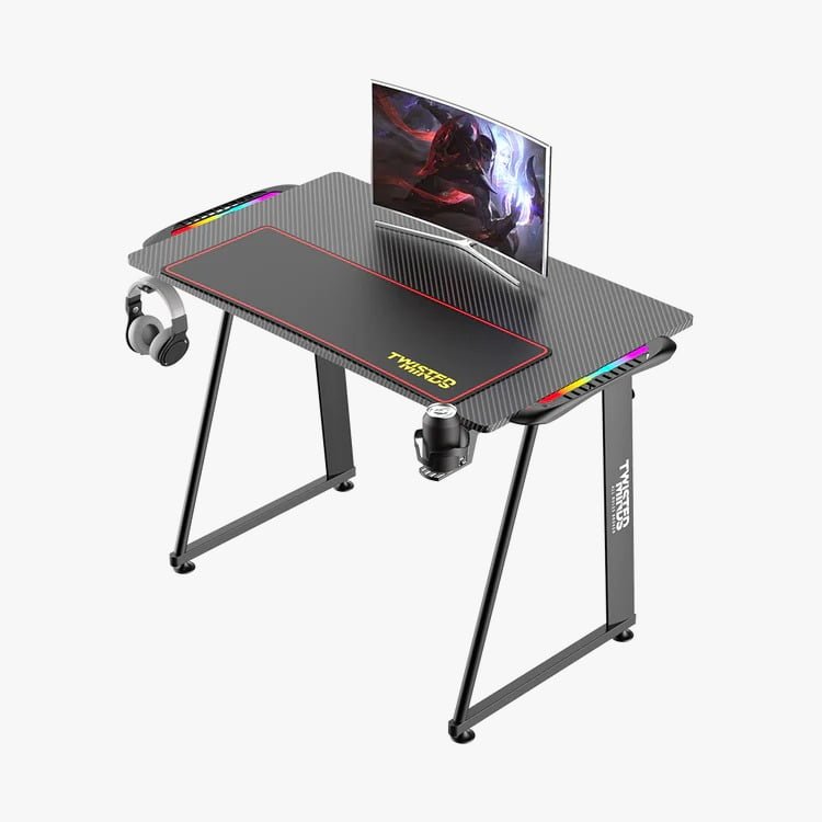 TWISTED MINDS A SHAPED GAMING DESK CARBON FIBER TEXTURE RGB TM-A-1060-RGB