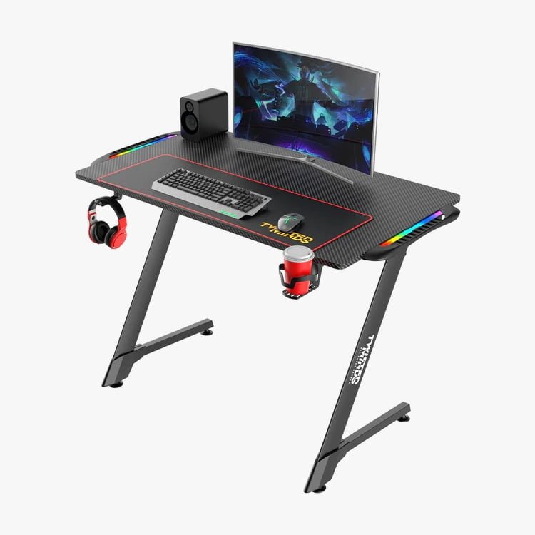 TWISTED MINDS Z SHAPED GAMING DESK CARBON FIBER TEXTURE RGB TM-Z-1060-RGB