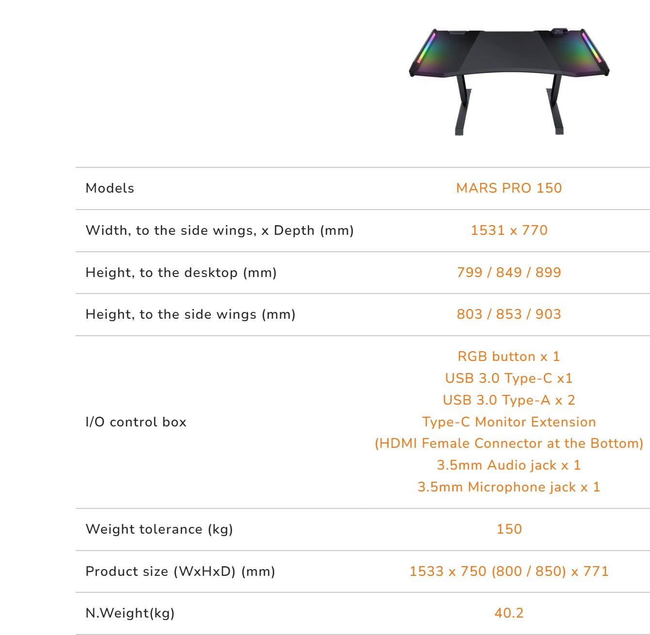 COUGAR MARS PRO 150 GAMING DESK BLACK CG-DESK-MARS150-PRO thumbnail 10
