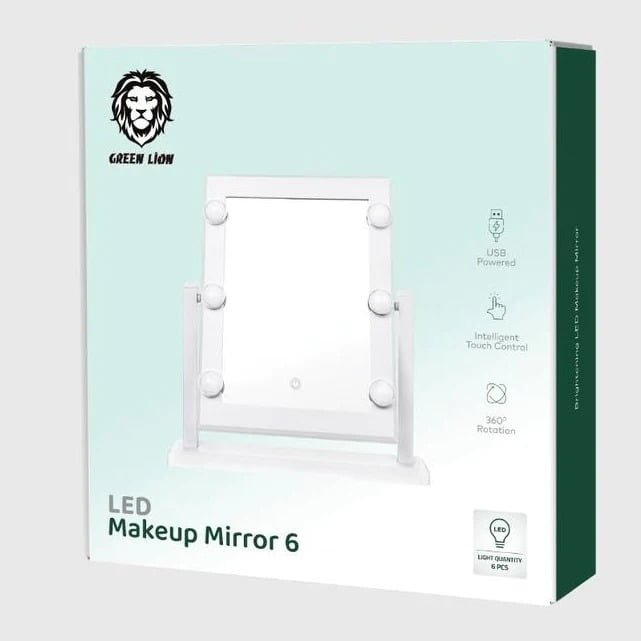 GREEN LION BRIGHTENING 6 LED MAKEUP MIRROR WHITE GNBR6LEDMIRWH