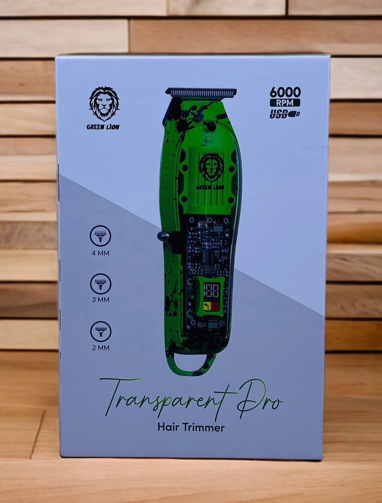 GREEN LION TRANSPARENT PRO HAIR TRIMMER 6000RPM 1400MAH GREEN GNTPROTMRGN thumbnail 4